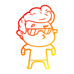 warm gradient line drawing cartoon cool guy
