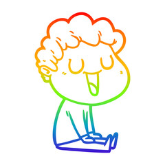 rainbow gradient line drawing laughing cartoon man