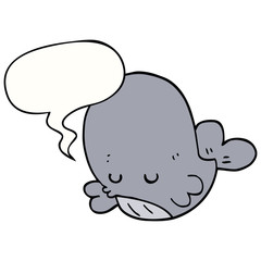 Obraz premium cartoon whale and speech bubble