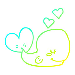 cold gradient line drawing cartoon whale in love