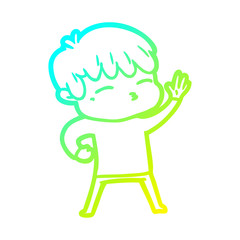 cold gradient line drawing cartoon curious boy