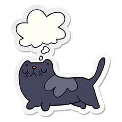 cartoon cat and thought bubble as a printed sticker