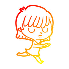 warm gradient line drawing cartoon woman