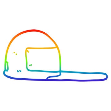 rainbow gradient line drawing cartoon baseball cap