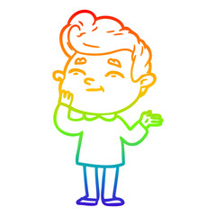 rainbow gradient line drawing happy cartoon man