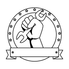 hand with wrench metal tool