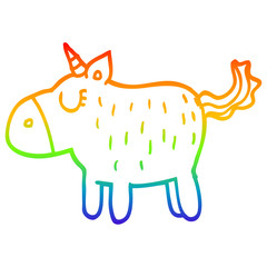rainbow gradient line drawing cartoon cute unicorn