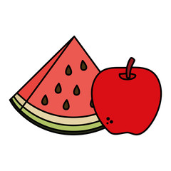 fresh watermelon and apple healthy food