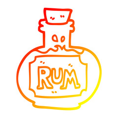 warm gradient line drawing cartoon old bottle of rum