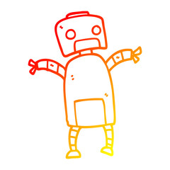 warm gradient line drawing cartoon robot dancing