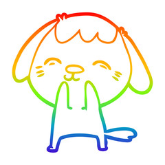 rainbow gradient line drawing happy cartoon dog