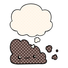 cute cartoon cloud and thought bubble in comic book style