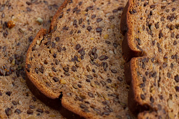 Slices of stacked bread close up