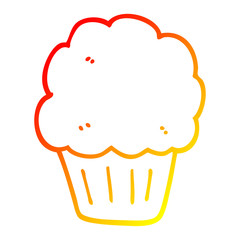 warm gradient line drawing cartoon cupcake