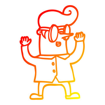 recommend clip art: warm gradient line drawing cartoon nerd man