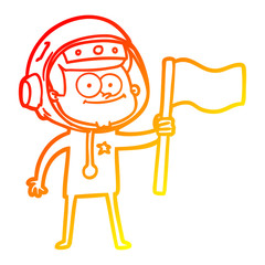 warm gradient line drawing happy astronaut cartoon