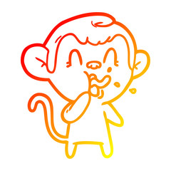 warm gradient line drawing crazy cartoon monkey