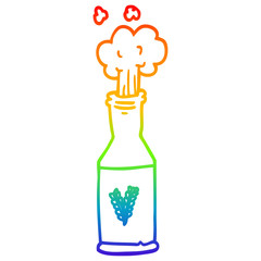 rainbow gradient line drawing cartoon beer and foam