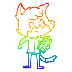 rainbow gradient line drawing cartoon friendly fox manager