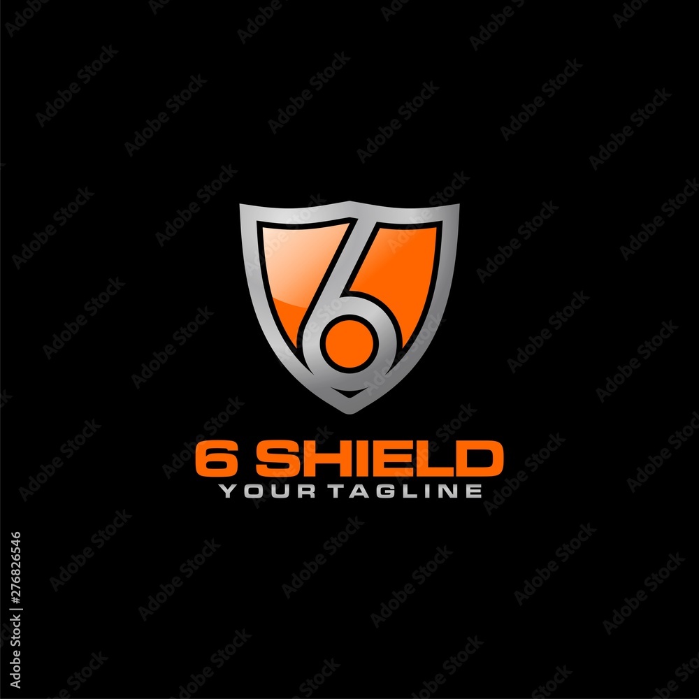 Sticker 6 shield logo design