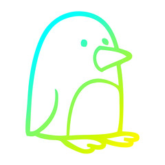 cold gradient line drawing cartoon small penguin
