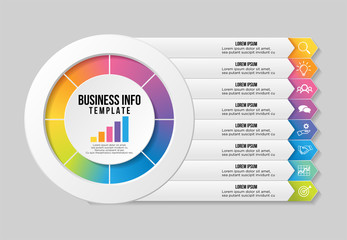 Vector Infographic Design Template with Options Steps and Marketing Icons. Business Data Visualization can be used for info graph, presentations, process, diagrams, annual reports, workflow layout