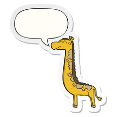 cartoon giraffe and speech bubble sticker