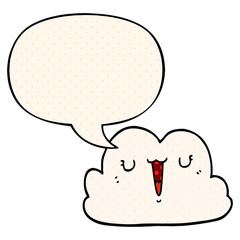 cute cartoon cloud and speech bubble in comic book style