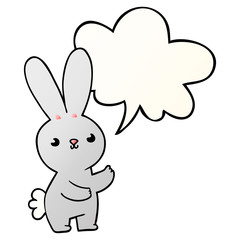 cute cartoon rabbit and speech bubble in smooth gradient style