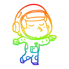rainbow gradient line drawing cartoon confident astronaut © lineartestpilot