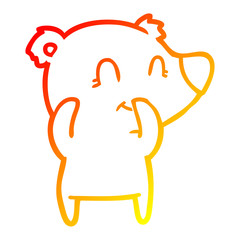 warm gradient line drawing giggling polar bear cartoon