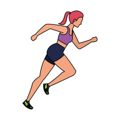 young athletic woman running character