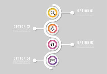 Vector Infographic Design Template with Options Steps and Marketing Icons. Business Data Visualization can be used for info graph, presentations, process, diagrams, annual reports, workflow layout