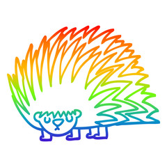 rainbow gradient line drawing cartoon spiky hedgehog