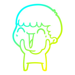 cold gradient line drawing cartoon happy man