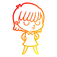 warm gradient line drawing cartoon woman