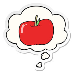 cartoon apple and thought bubble as a printed sticker
