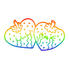 rainbow gradient line drawing cartoon strawberries