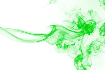 Green smoke motion abstract on white background
