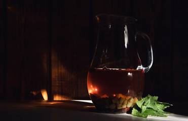 a refreshing natural drink of rhubarb, berries and herbs