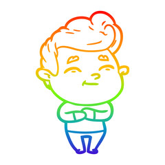 rainbow gradient line drawing happy cartoon man