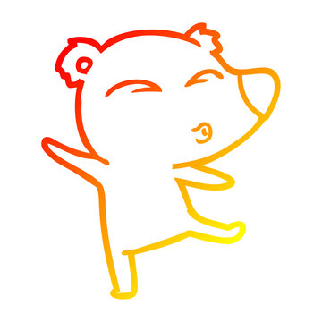 recommend clip art: warm gradient line drawing cartoon whistling bear