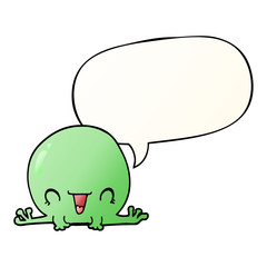 cartoon frog and speech bubble in smooth gradient style