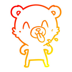 Fototapeta premium warm gradient line drawing rude cartoon bear