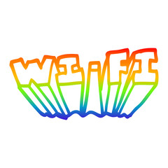 rainbow gradient line drawing cartoon wi fi
