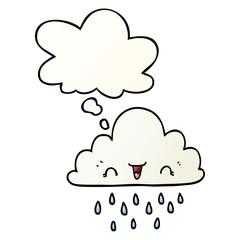 cartoon storm cloud and thought bubble in smooth gradient style