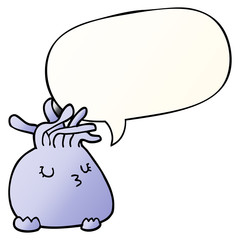 cartoon sea anemone and speech bubble in smooth gradient style