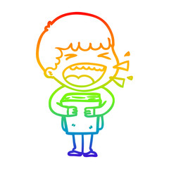 rainbow gradient line drawing cartoon laughing man