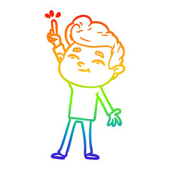 rainbow gradient line drawing happy cartoon man