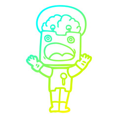 cold gradient line drawing cartoon robot